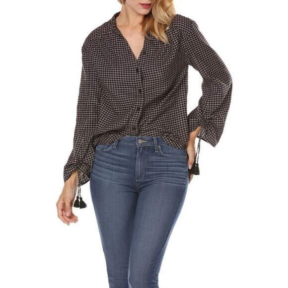 Paige Torin Plaid Button Front Blouse NWT - Picture 1 of 6